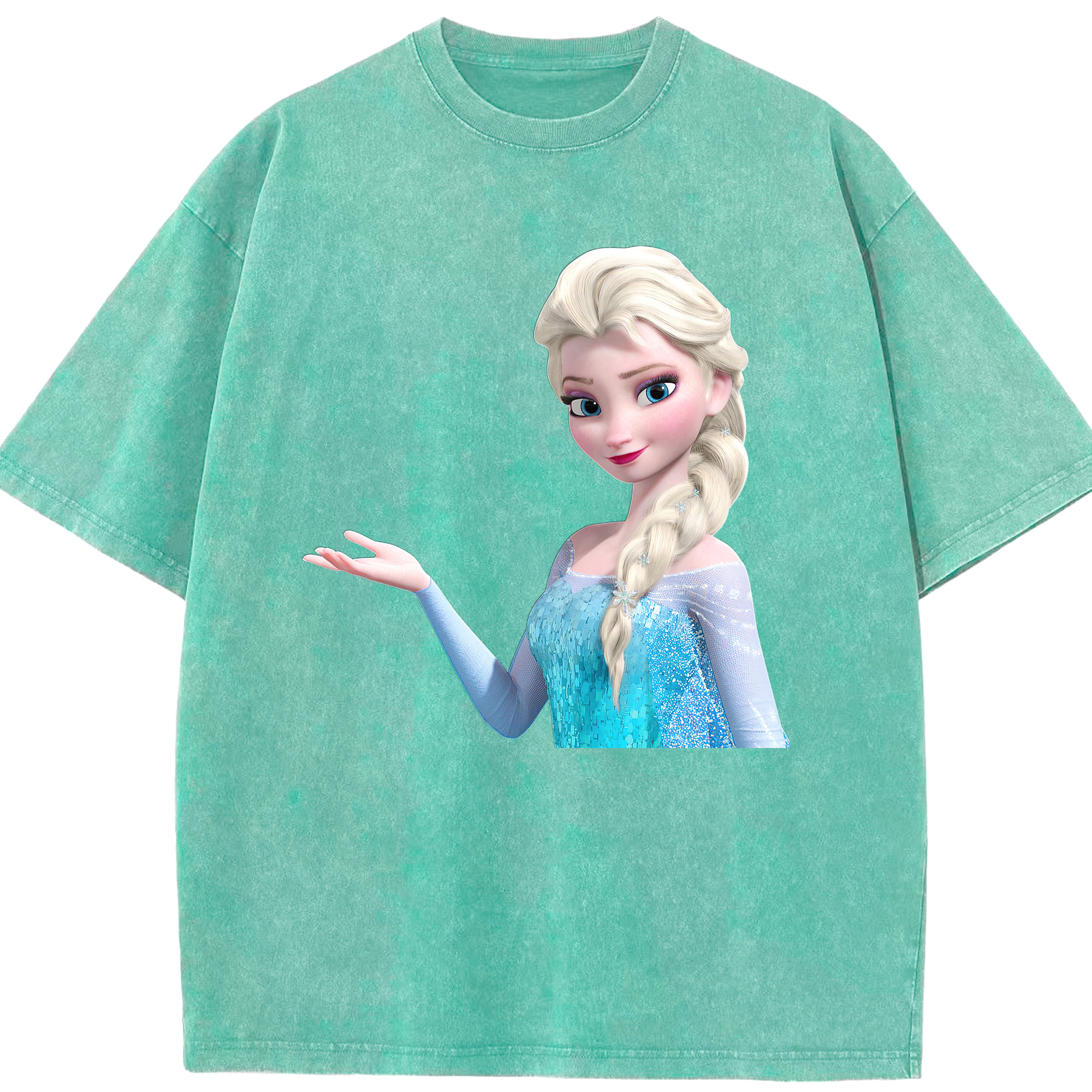 （画像用） アナと雪の女王 アンナ エルサ Frozen Anna Elsa 綿100% ヴィンテージ風 半袖Tシャツ（フロントプリント）